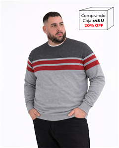 P8110 - Sweater Escote Redondo Rayado TALLE ESPECIAL